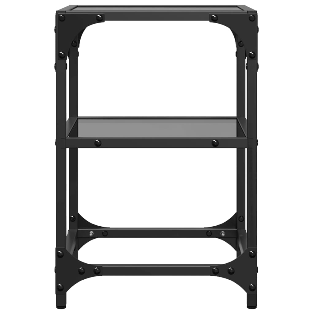 vidaXL Coffee Tables with Black Glass Top 2 pcs 30x30x45 cm Steel