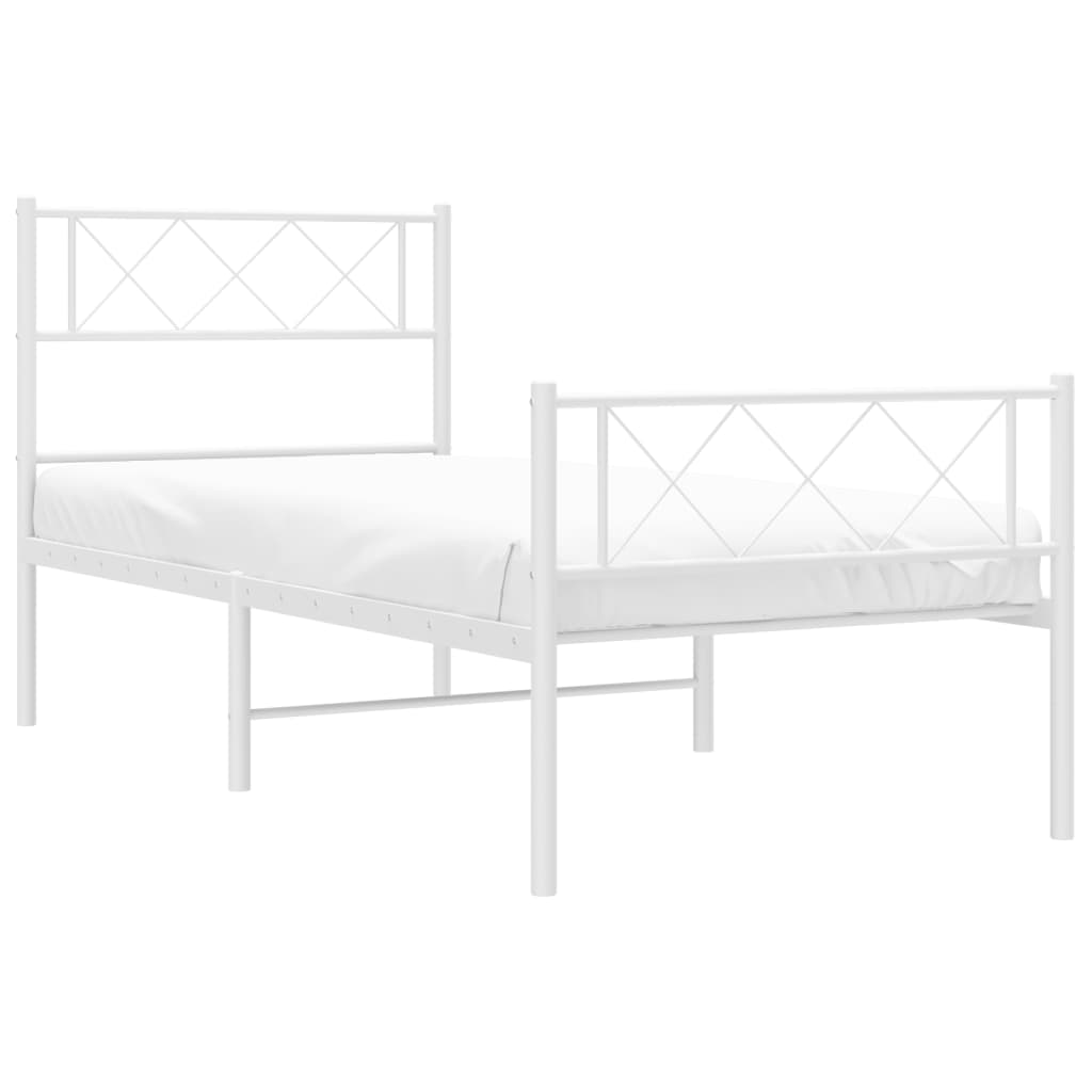 vidaXL Metal Bed Frame without Mattress with Footboard White 80x200 cm