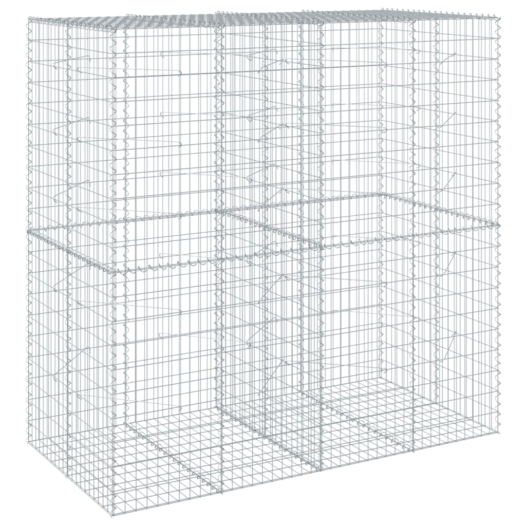 vidaXL Gabion Basket with Cover 200x100x200 cm Galvanised Iron