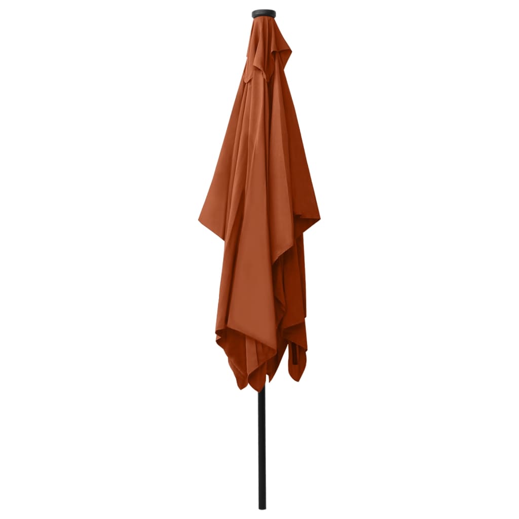 vidaXL Garden Parasol with LEDs and Steel Pole Terracotta 2x3 m