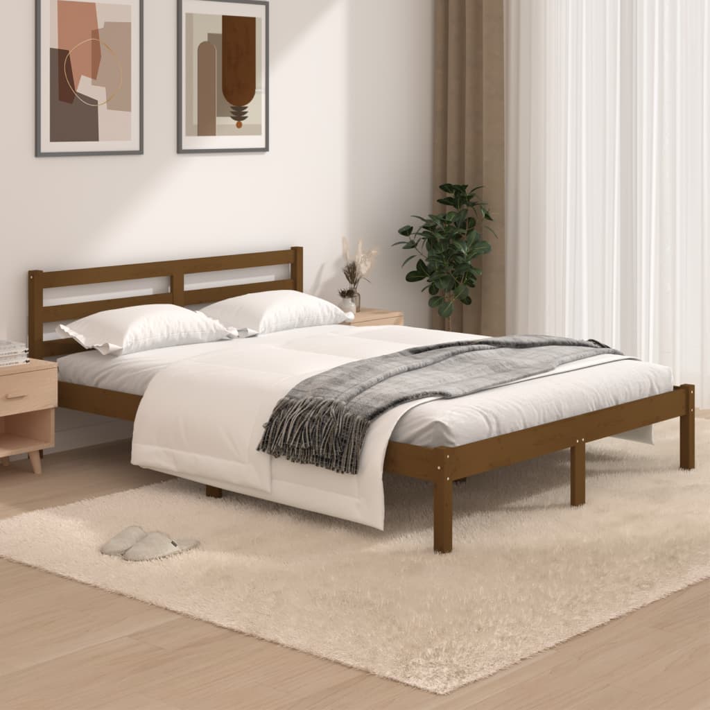 vidaXL Bed Frame without Mattress 120x190 cm Small Double Honey Brown Small Double