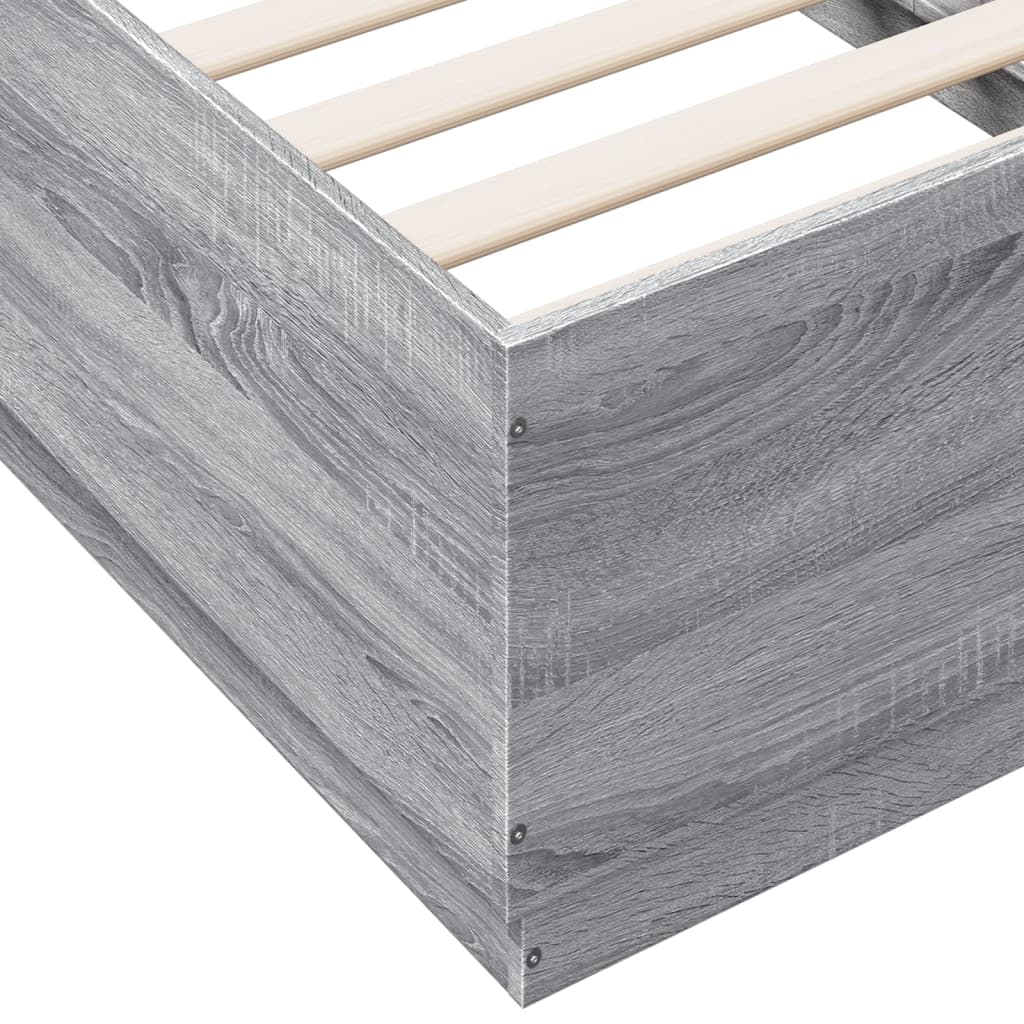 vidaXL Bed Frame with LED Lights Grey Sonoma 75x190 cm Small Single Engineered Wood