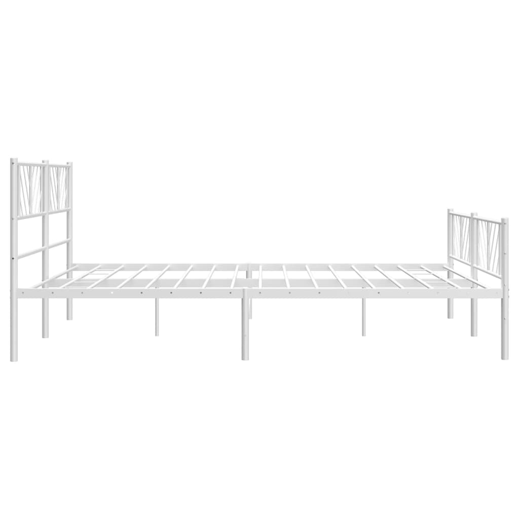 vidaXL Metal Bed Frame without Mattress with Footboard White 193x203 cm