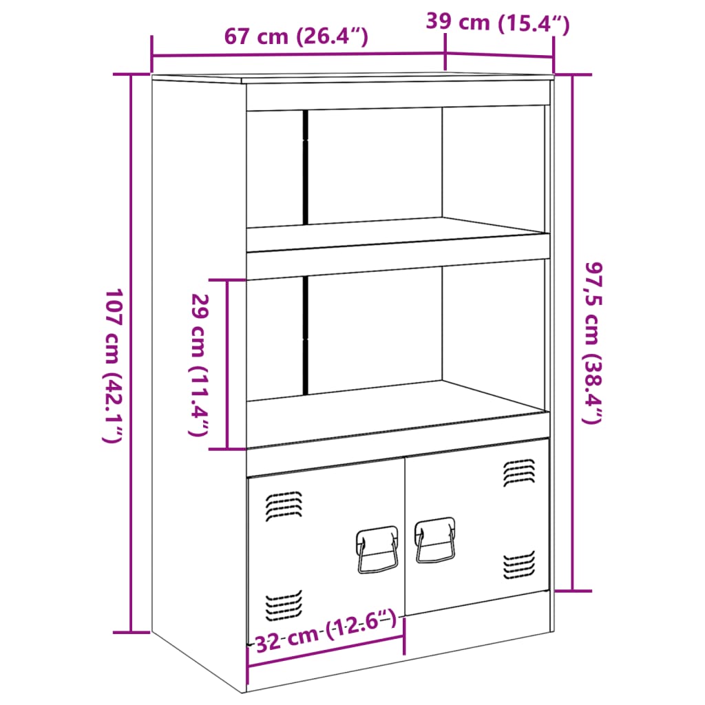 vidaXL Sideboard Anthracite 67x39x107 cm Steel