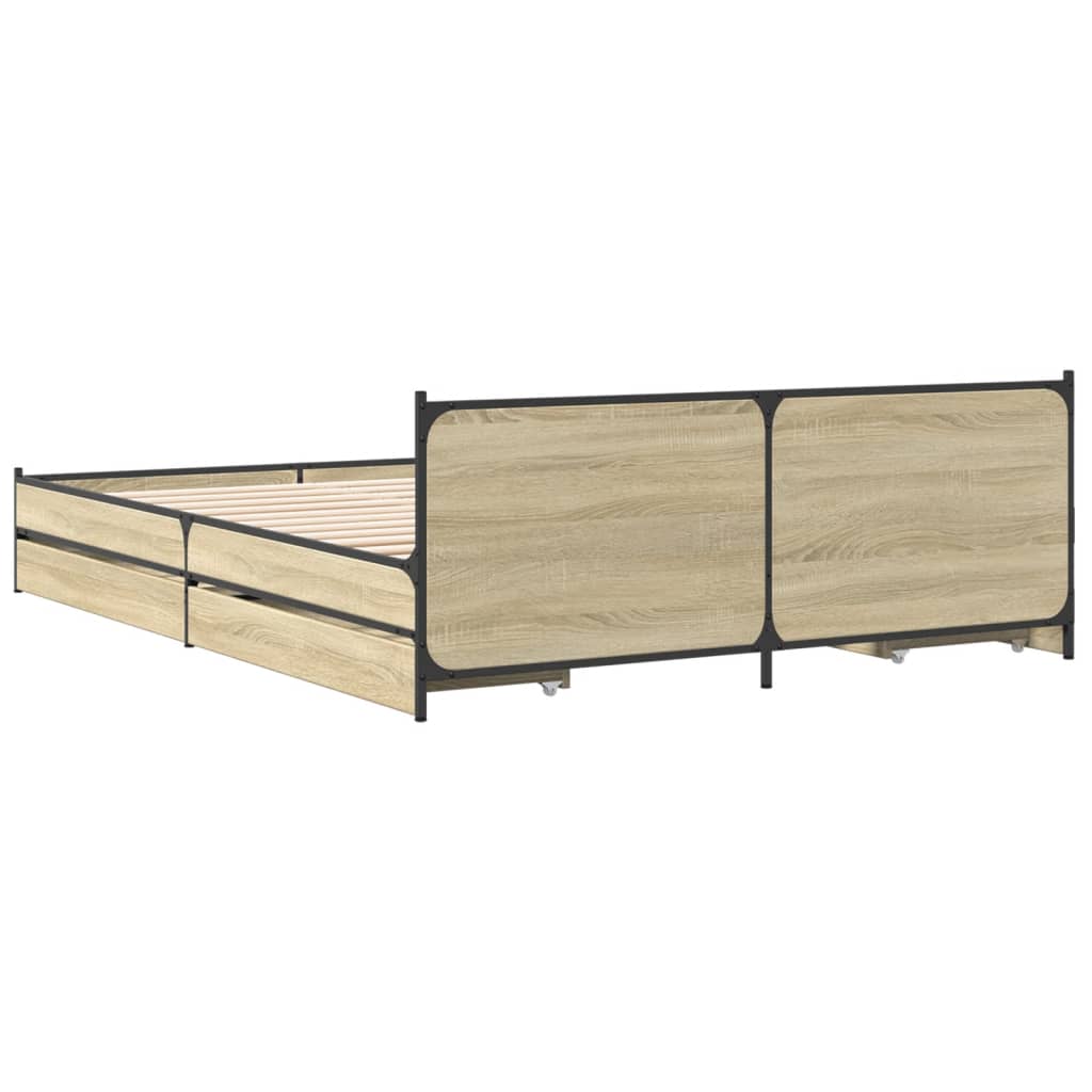 vidaXL Bed Frame with Drawers without Mattress Sonoma Oak 160x200 cm