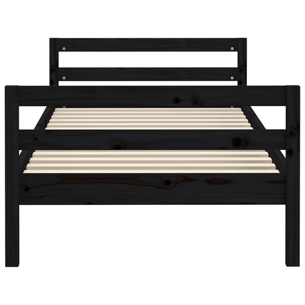 vidaXL Bed Frame without Mattress Black 90x190 cm Single Solid Wood Pine