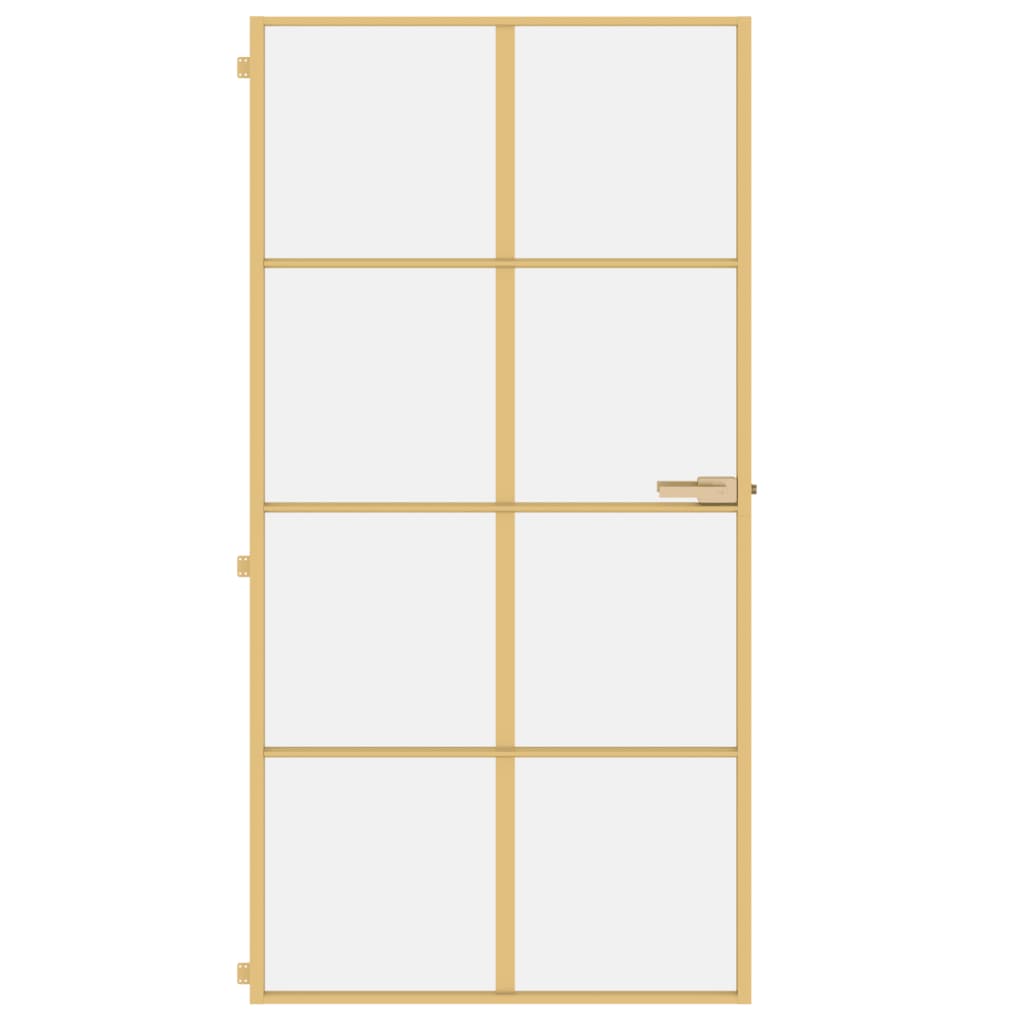 vidaXL Interior Door Slim Golden 102.5x201.5 cm Tempered Glass and Aluminium