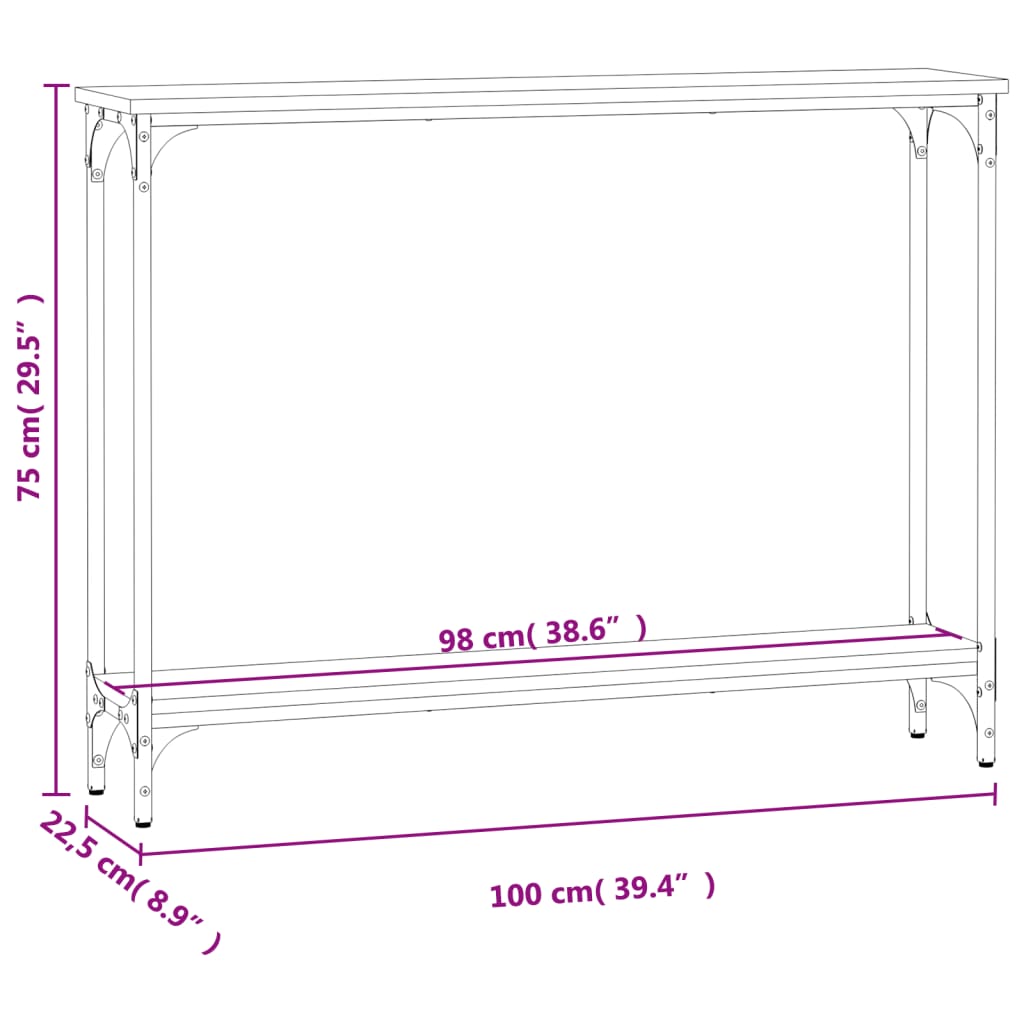 vidaXL Console Table Brown Oak 100x22.5x75 cm Engineered Wood