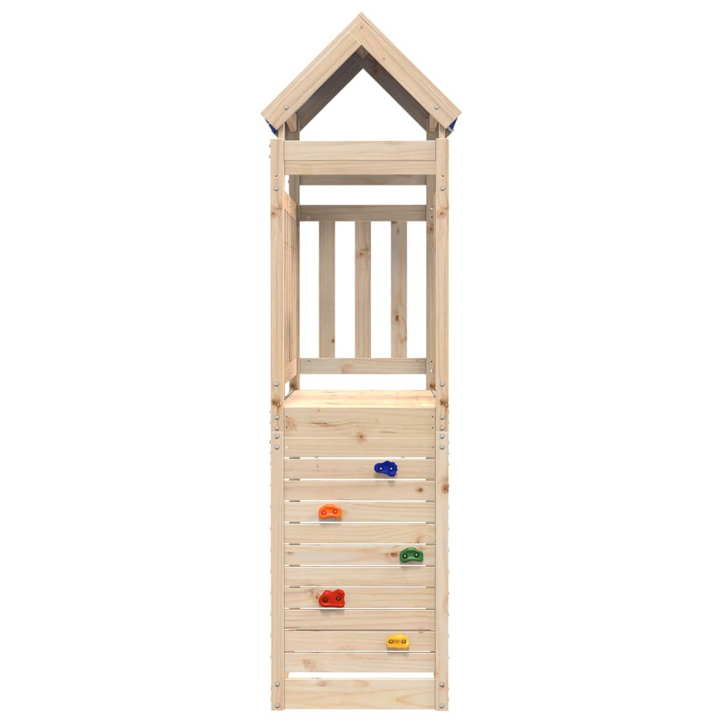 vidaXL Play Tower with Rockwall 110.5x52.5x215cm Solid Wood Pine