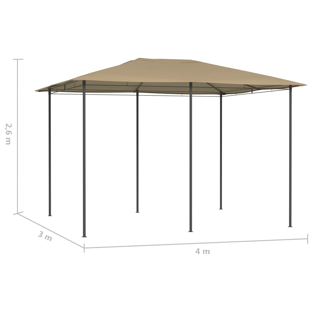 vidaXL Gazebo 3x4x2.6 m Taupe 160 g/m²