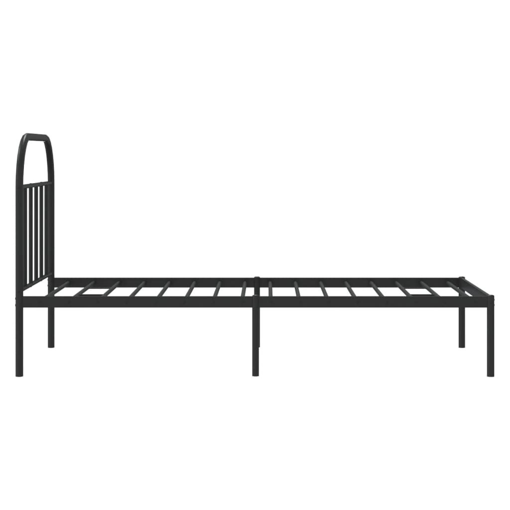 vidaXL Metal Bed Frame without Mattress with Headboard Black 90x190 cm Single