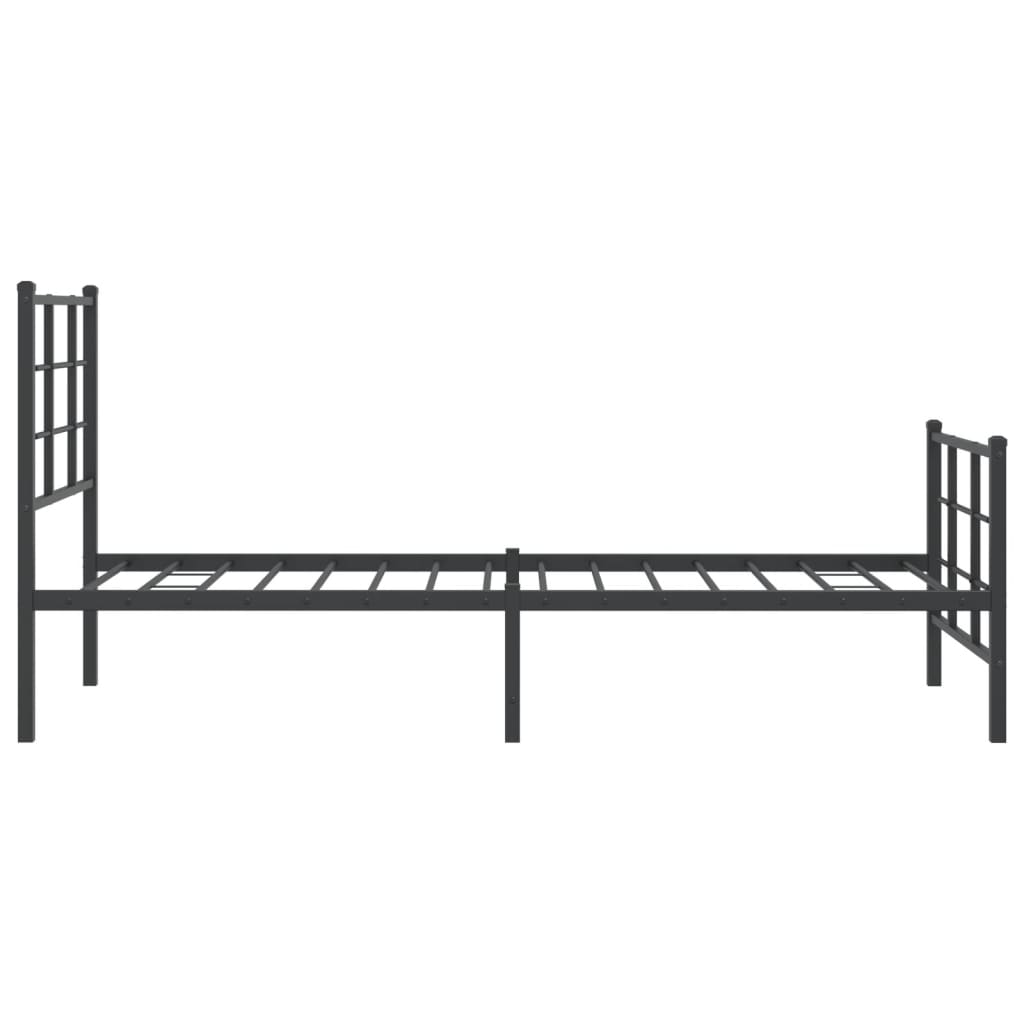 vidaXL Metal Bed Frame without Mattress with Footboard Black 75x190 cm Small Single