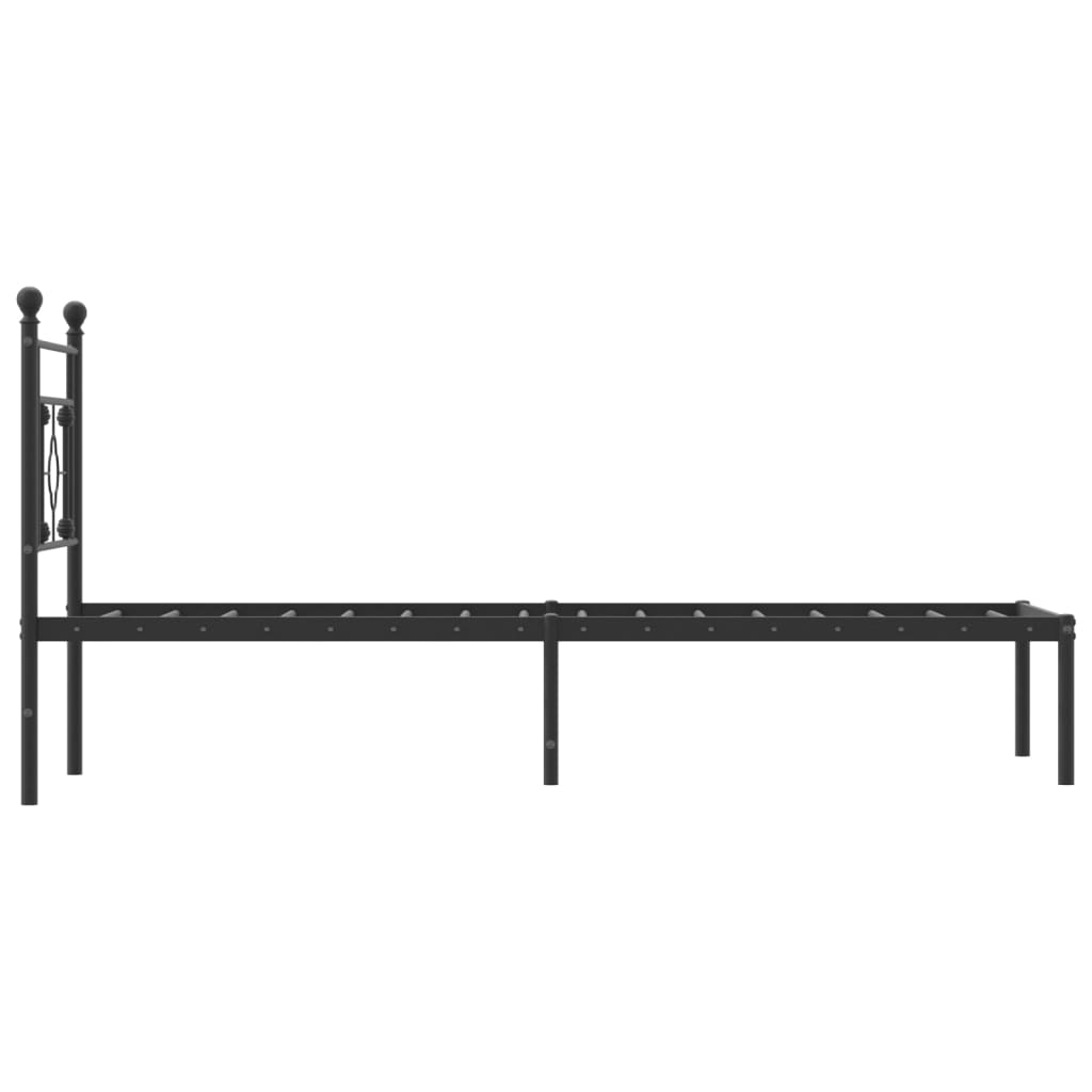 vidaXL Metal Bed Frame without Mattress with Headboard Black 80x200 cm