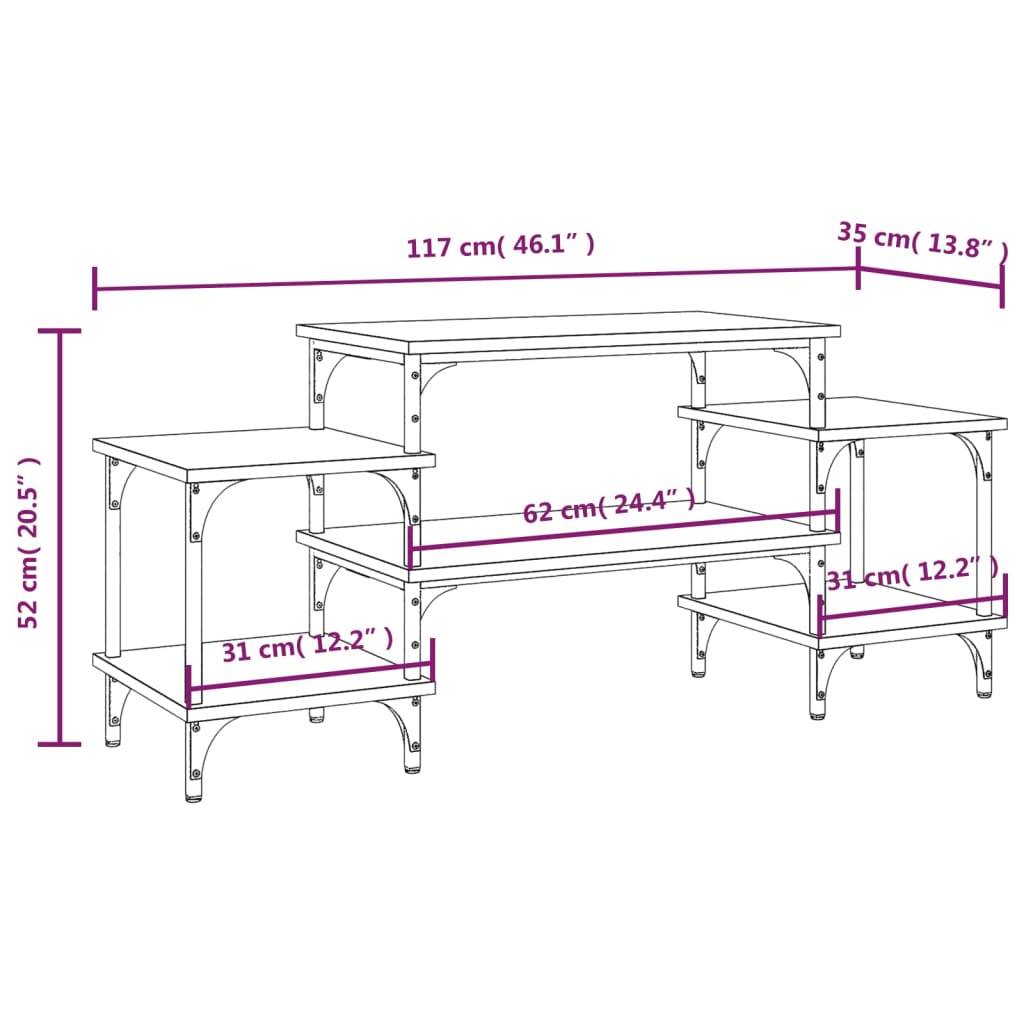 vidaXL TV Cabinet Grey Sonoma 117x35x52 cm Engineered Wood