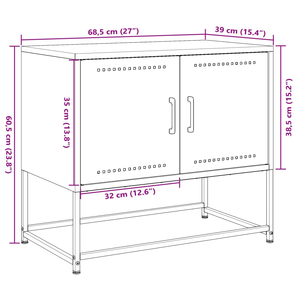 vidaXL TV Cabinet Olive Green 68.5x39x60.5 cm Steel