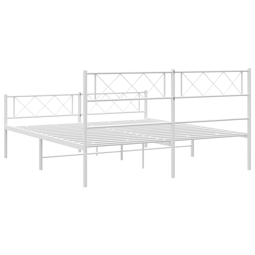 vidaXL Metal Bed Frame without Mattress with Footboard White 120x200 cm