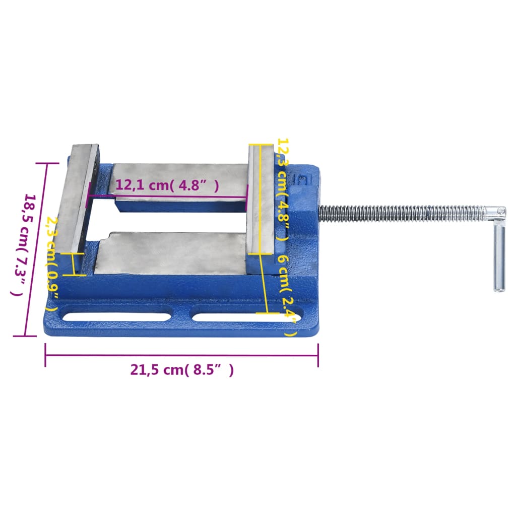 vidaXL Drill Press Vise Blue 121 mm Cast Iron