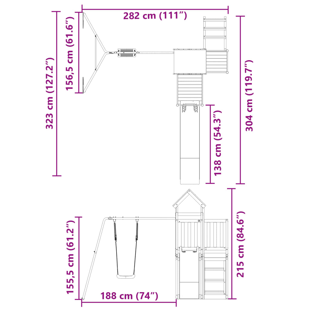 vidaXL Outdoor Playset Impregnated Wood Pine