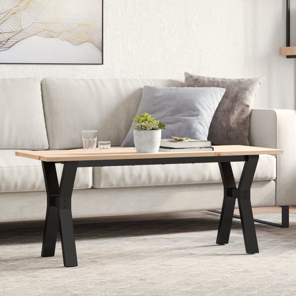 vidaXL Coffee Table Y-Frame 110x40x45 cm Solid Wood Pine and Cast Iron