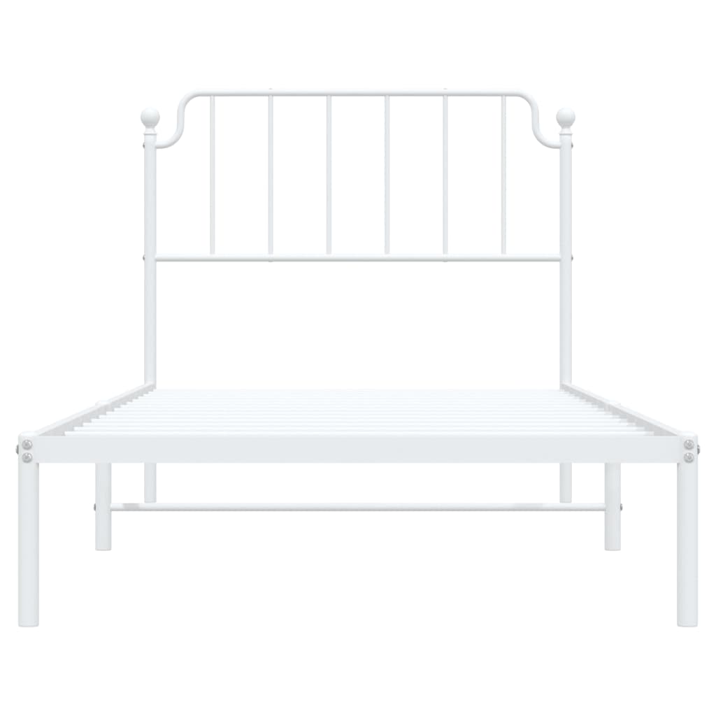 vidaXL Metal Bed Frame without Mattress with Headboard White 100x200 cm