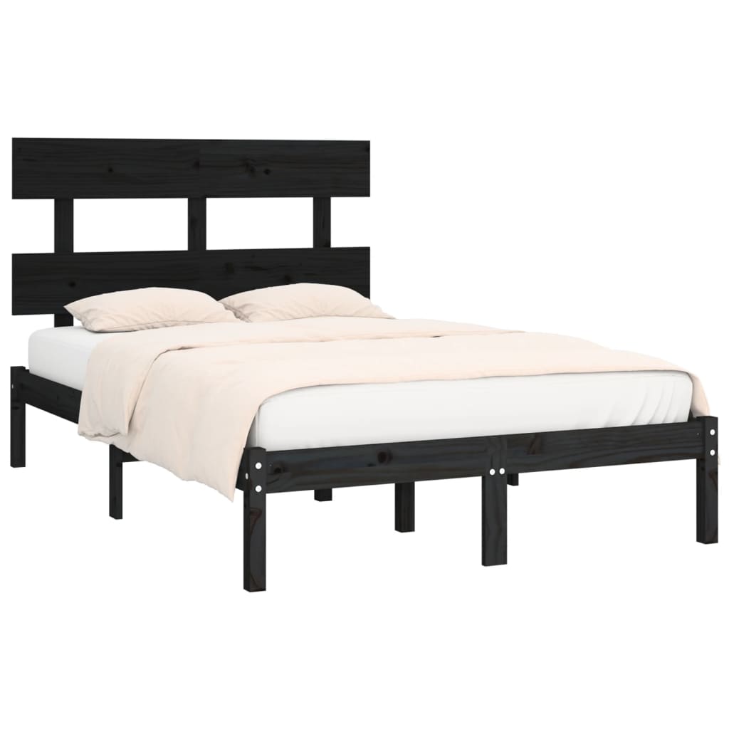 vidaXL Bed Frame without Mattress Black 140x200 cm Solid Wood