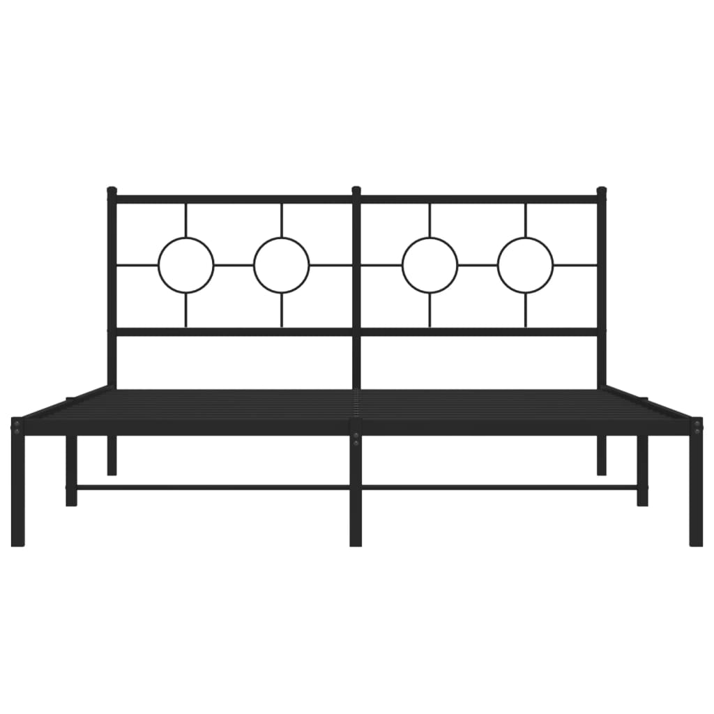 vidaXL Metal Bed Frame without Mattress with Headboard Black 160x200 cm