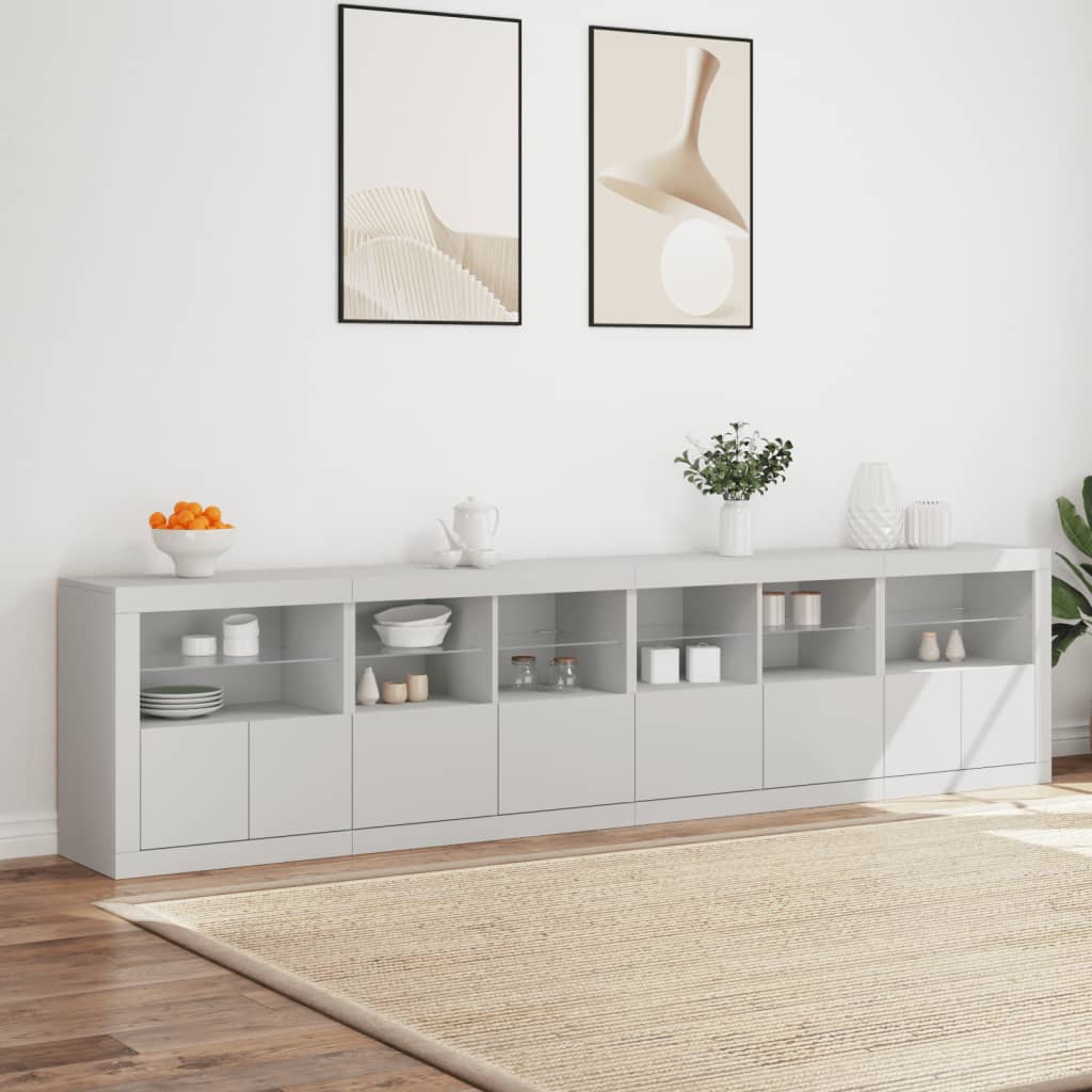 vidaXL Sideboard with LED Lights White 283x37x67 cm