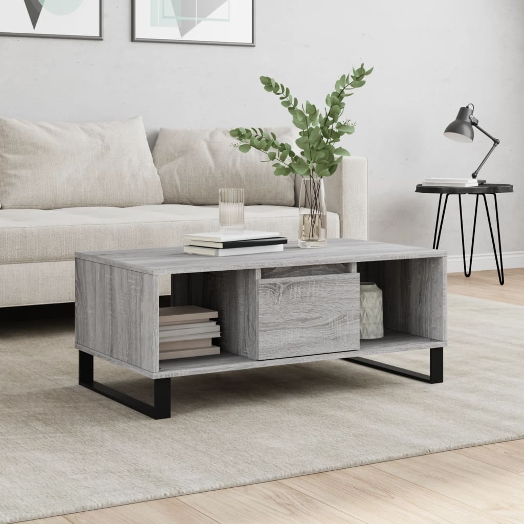 vidaXL Coffee Table Grey Sonoma 90x50x36.5 cm Engineered Wood