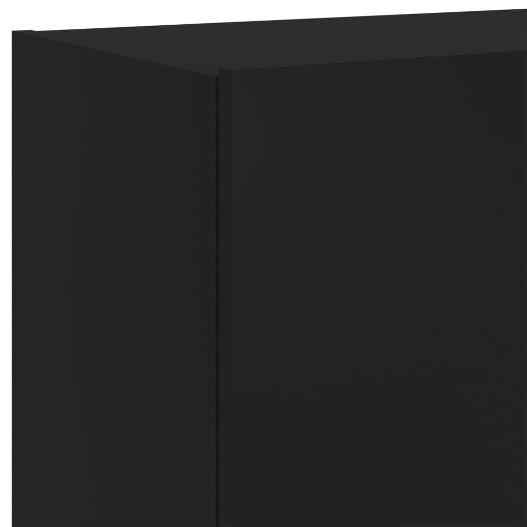 vidaXL TV Wall Cabinet with LED Lights Black 100x35x41 cm