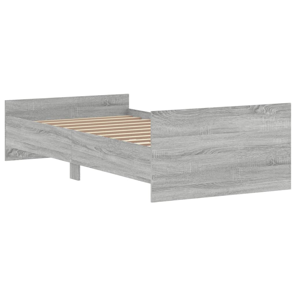 vidaXL Bed Frame without Mattress Grey Sonoma 100x200 cm Engineered Wood