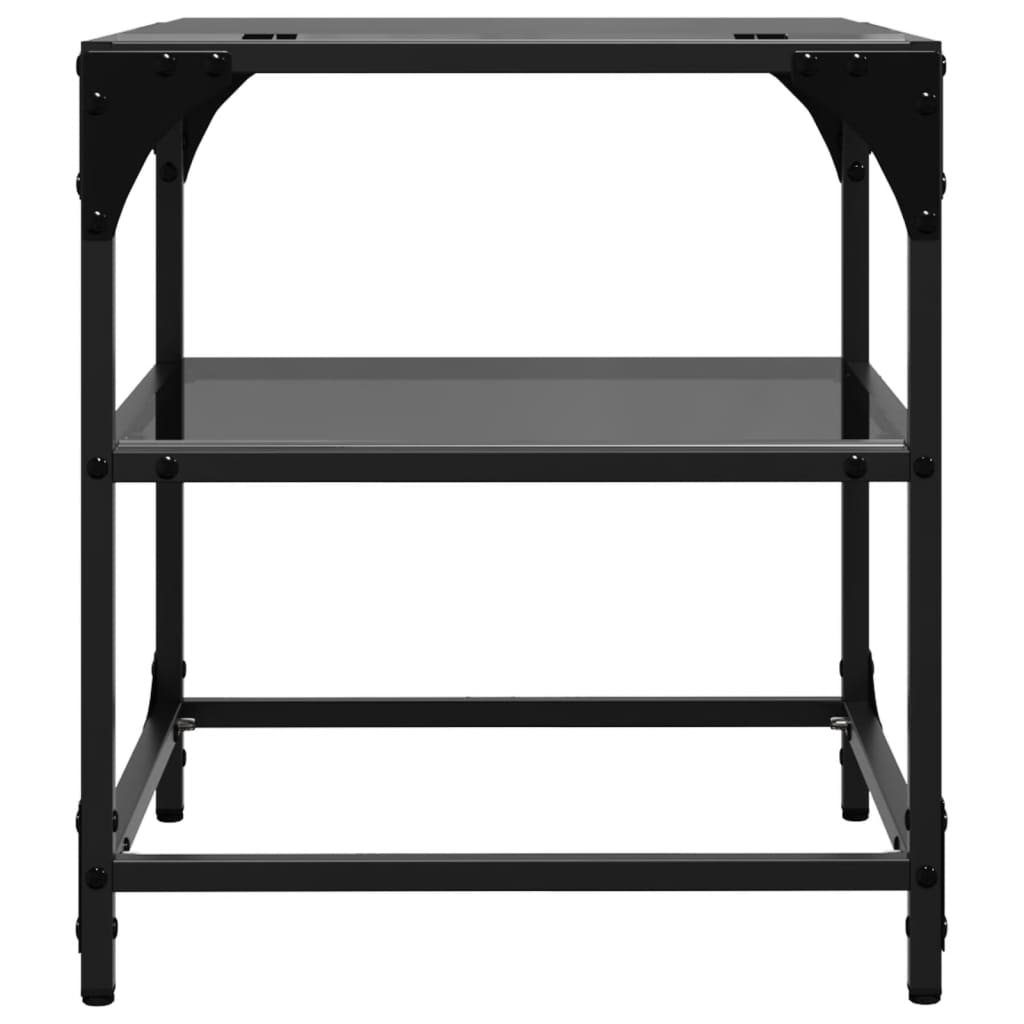 vidaXL Coffee Tables with Black Glass Top 2 pcs 40x40x45 cm Steel