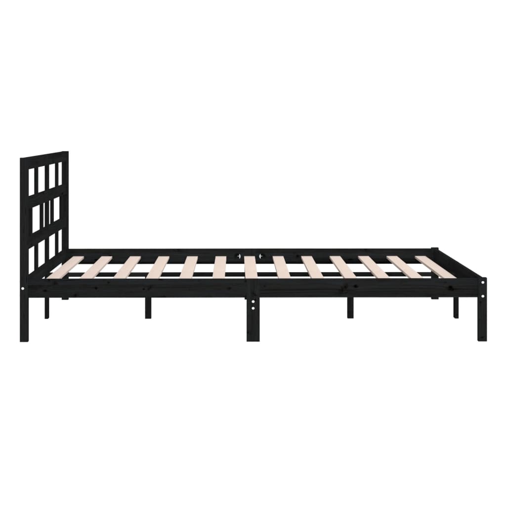 vidaXL Bed Frame without Mattress Black Solid Wood 140x190 cm (810001+814198)