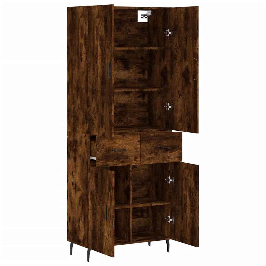 vidaXL Highboard Smoked Oak 69.5x34x180 cm Engineered Wood