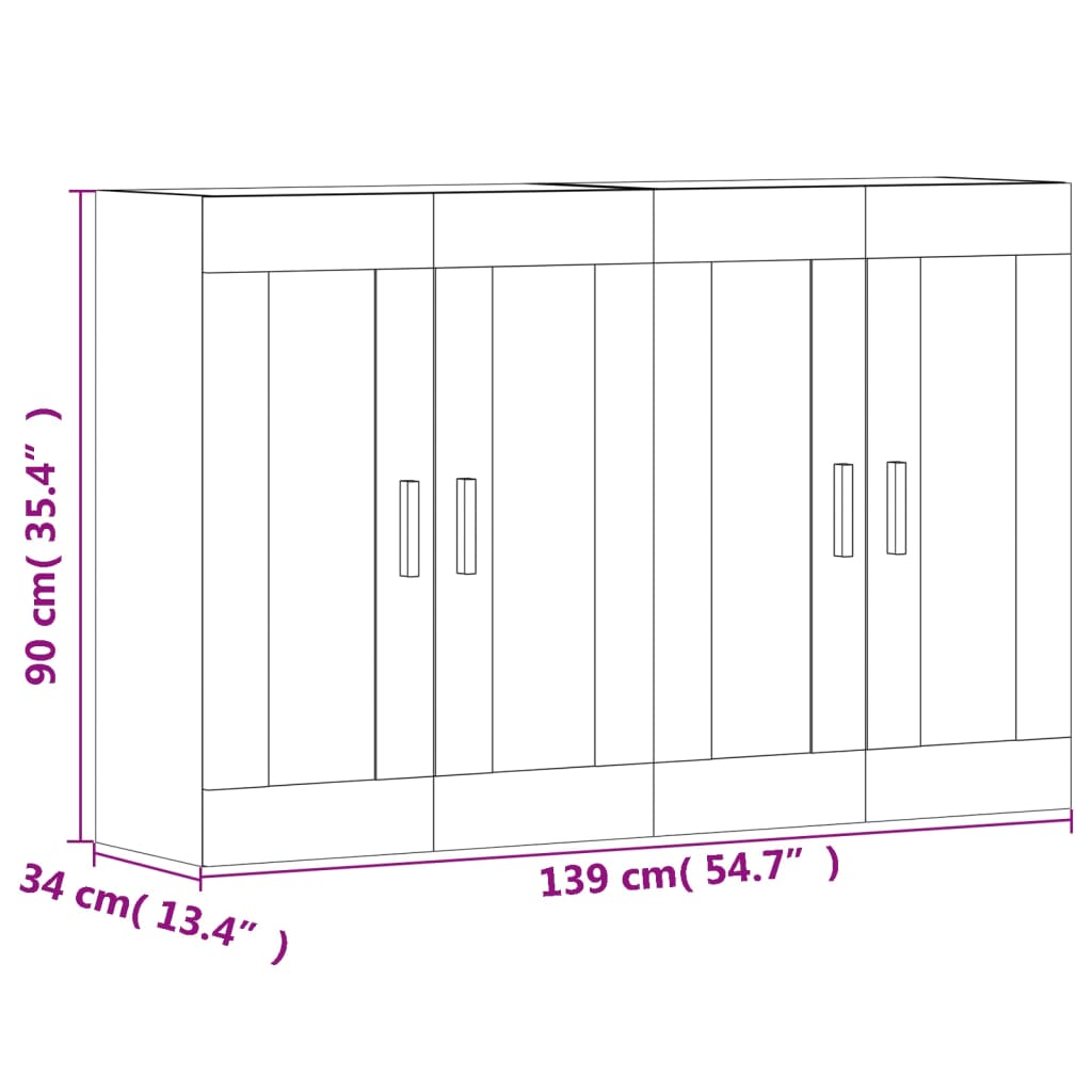 vidaXL Wall Mounted Cabinets 2 pcs Concrete Grey Engineered Wood