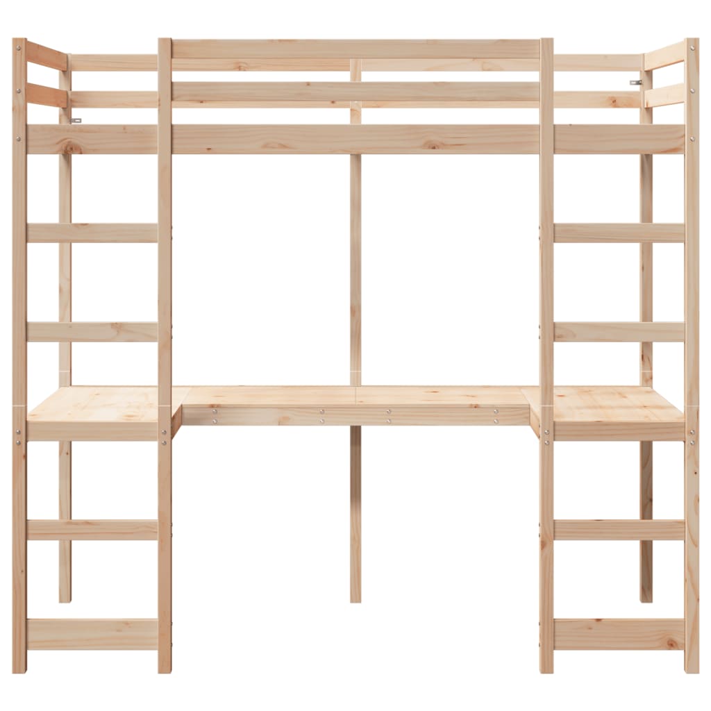 vidaXL Loft Bed Frame without Mattress 90x200 cm Solid Wood Pine