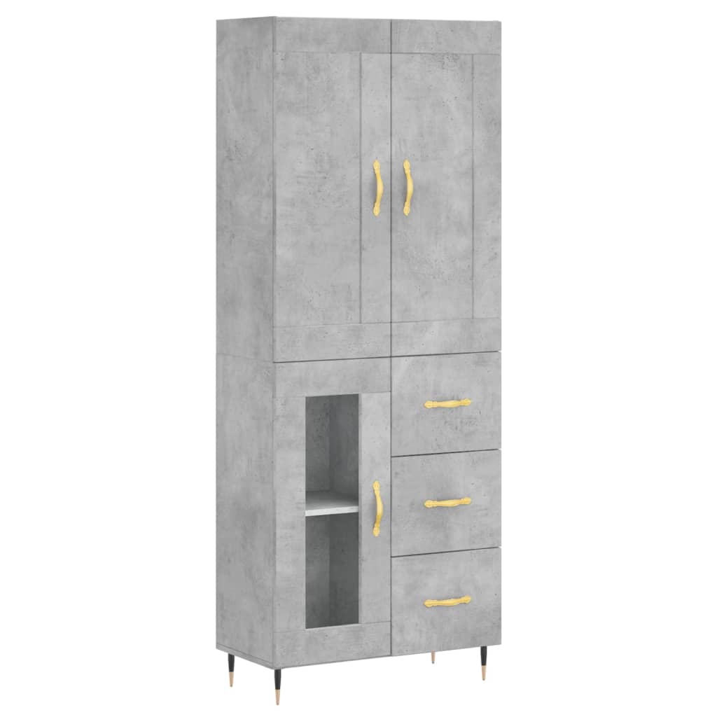 vidaXL Highboard Concrete Grey 69.5x34x180 cm Engineered Wood