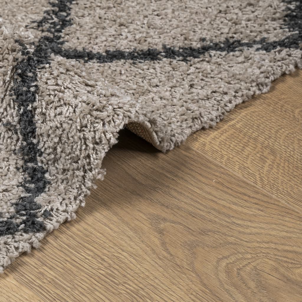 vidaXL Shaggy Rug PAMPLONA High Pile Modern Beige and Anthracite 140x200 cm