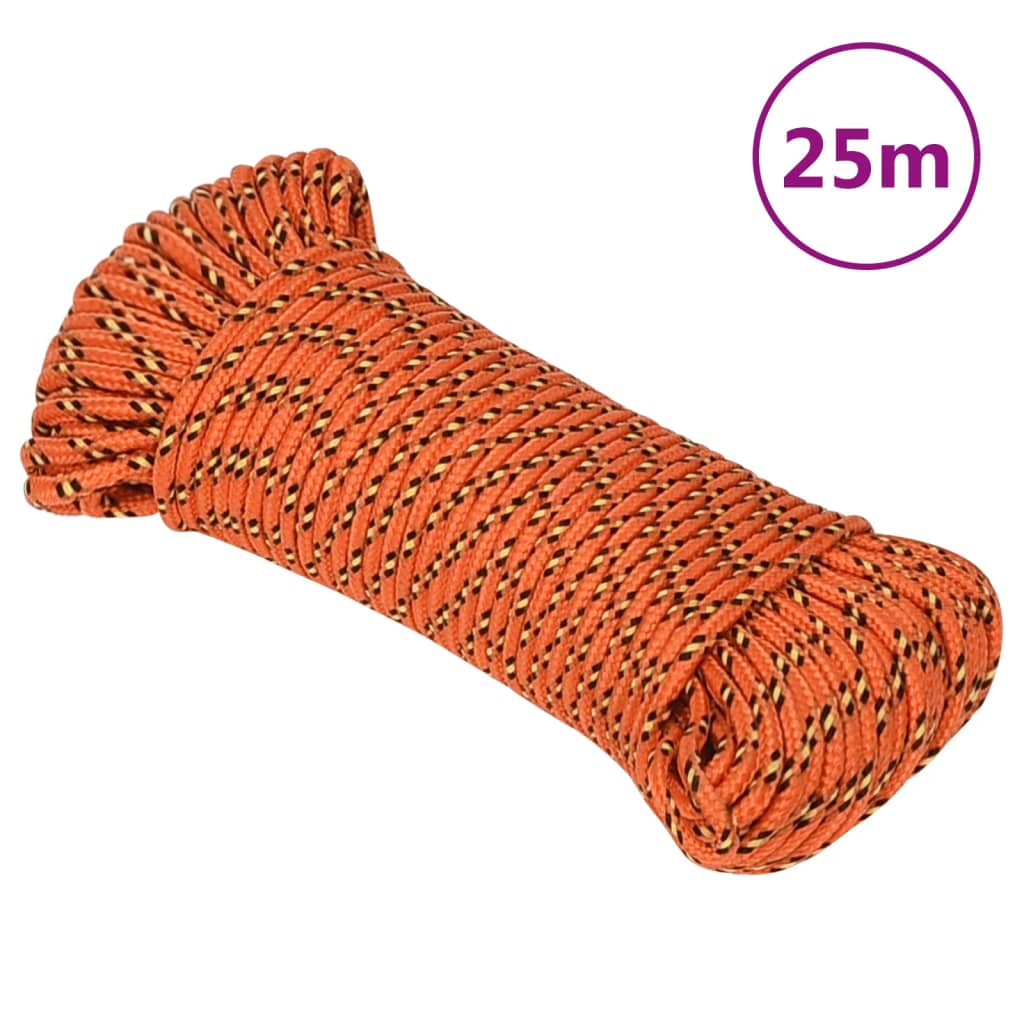 vidaXL Boat Rope Orange 3 mm 25 m Polypropylene