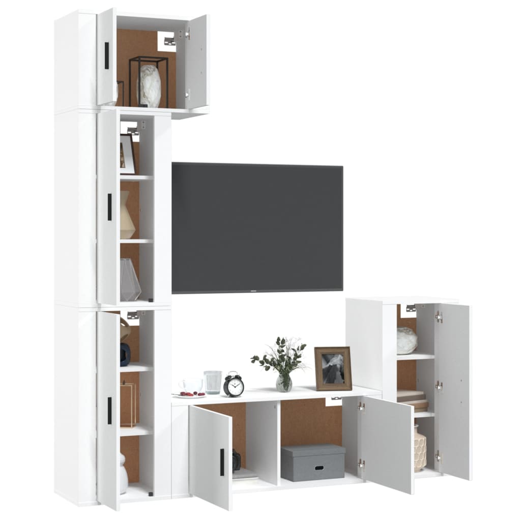 vidaXL 5 Piece TV Cabinet Set White Engineered Wood