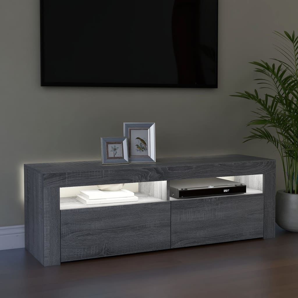 vidaXL TV Cabinet with LED Lights Grey Sonoma 120x35x40 cm