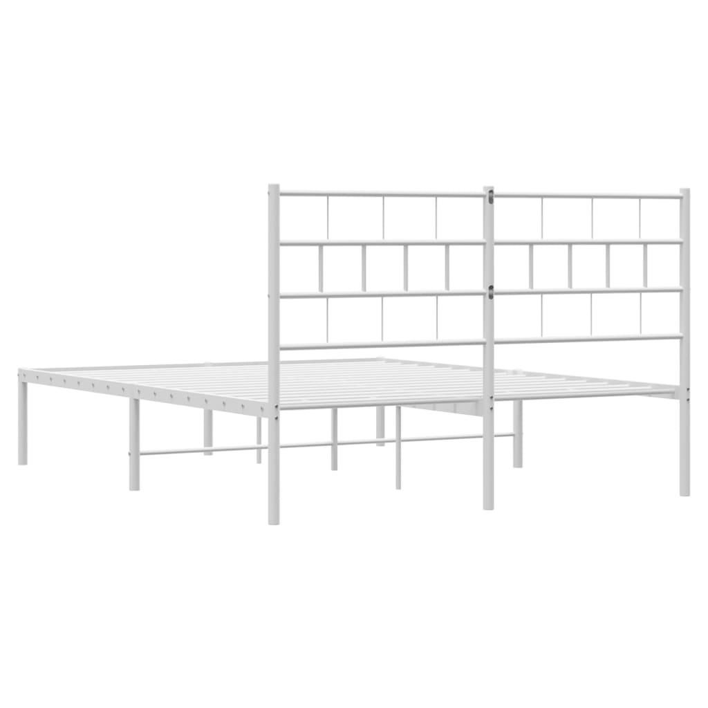 vidaXL Metal Bed Frame without Mattress with Headboard White 120x190 cm Small Double