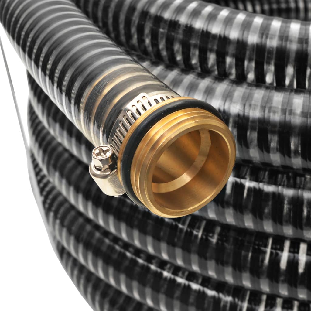 vidaXL Suction Hose with Brass Connectors 4 m 25 mm Black