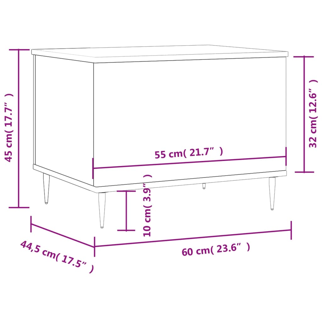 vidaXL Coffee Table Smoked Oak 60x44.5x45 cm Engineered Wood