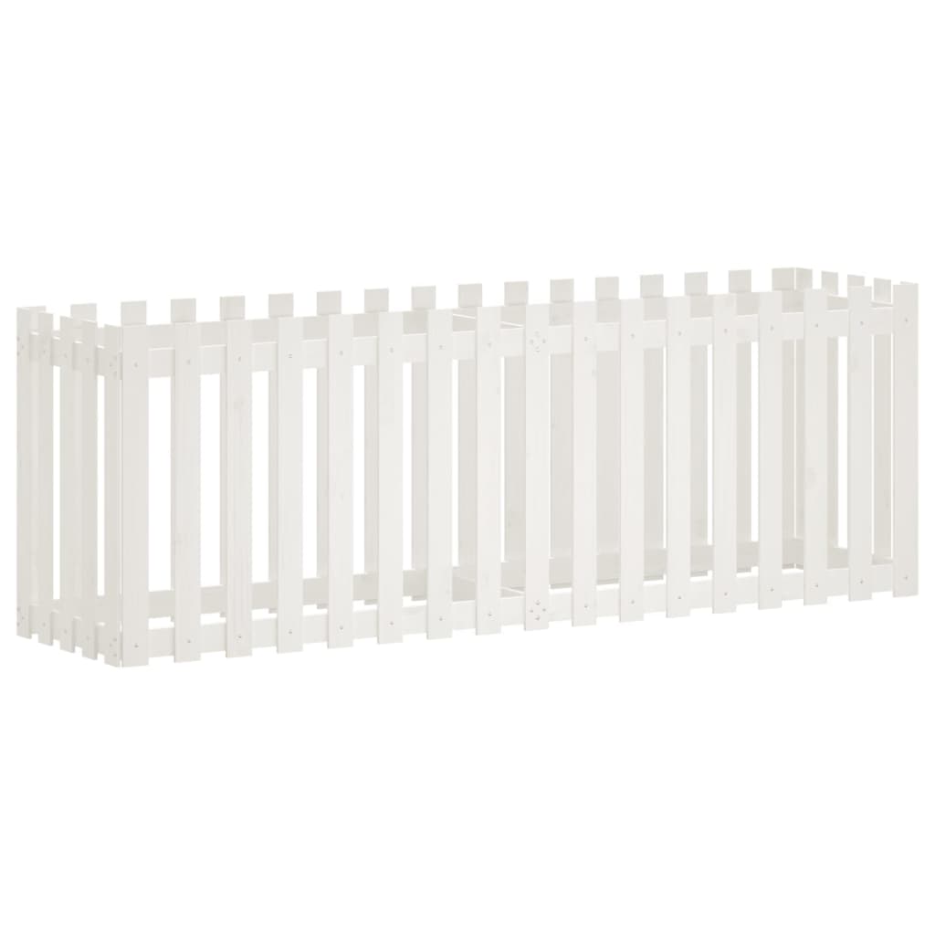 vidaXL Garden Raised Bed with Fence Design White 200x50x70 cm Solid Wood Pine