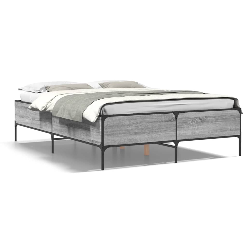 vidaXL Bed Frame without Mattress Grey Sonoma 160x200 cm