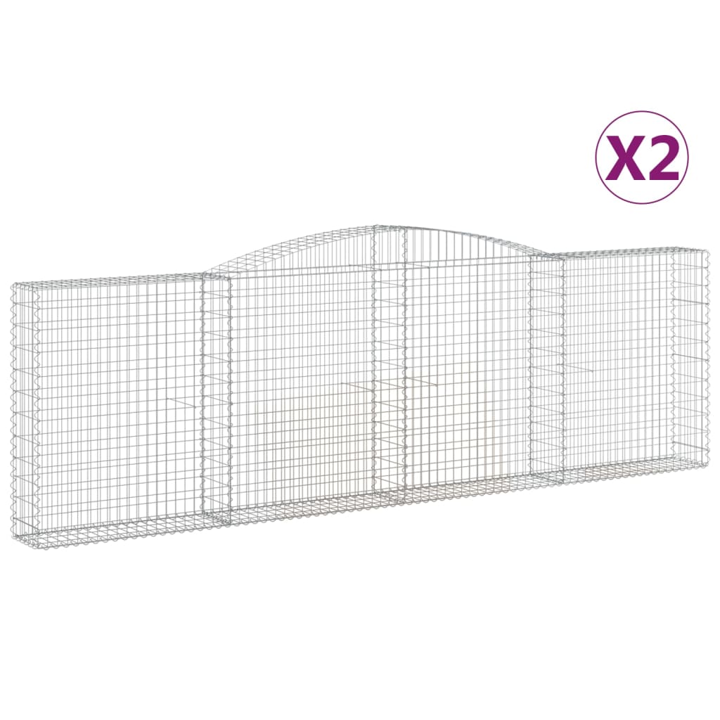 vidaXL Arched Gabion Baskets 2 pcs 400x30x120/140 cm Galvanised Iron