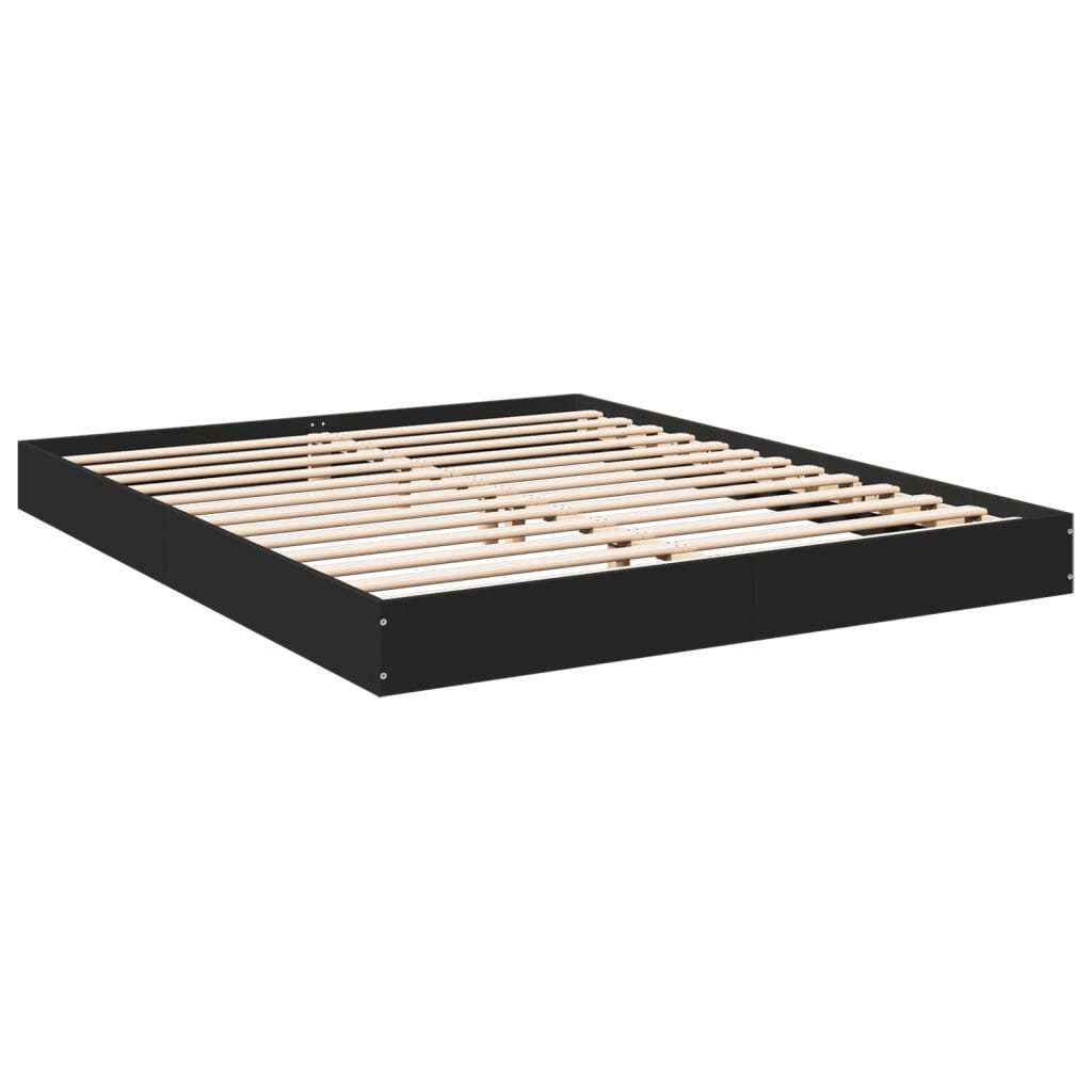 vidaXL Bed Frame without Mattress Black 150x200 cm King Size Engineered Wood