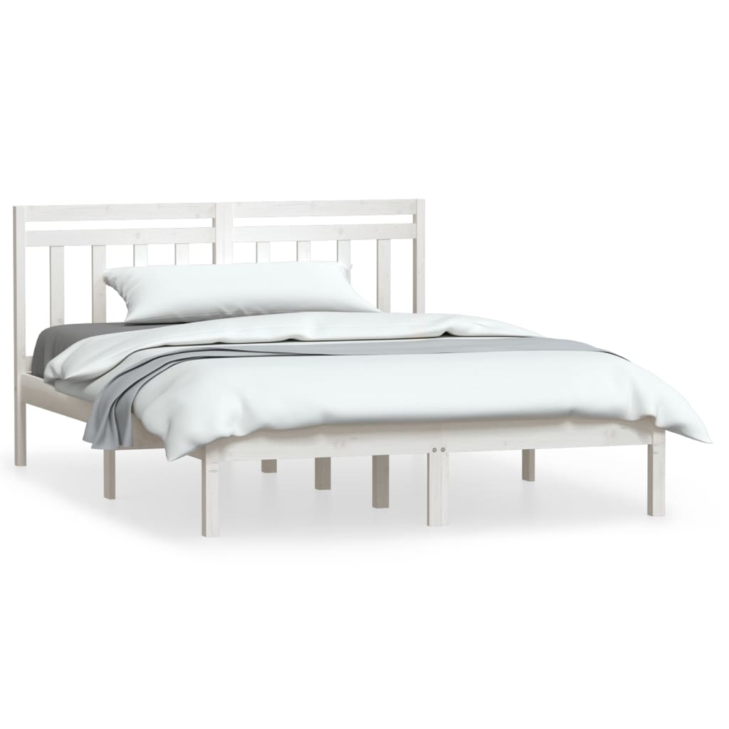 vidaXL Bed Frame without Mattress White Solid Wood 120x200 cm (810013+814085)