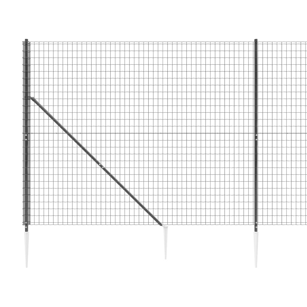 vidaXL Wire Mesh Fence with Spike Anchors Anthracite 1.4x25 m