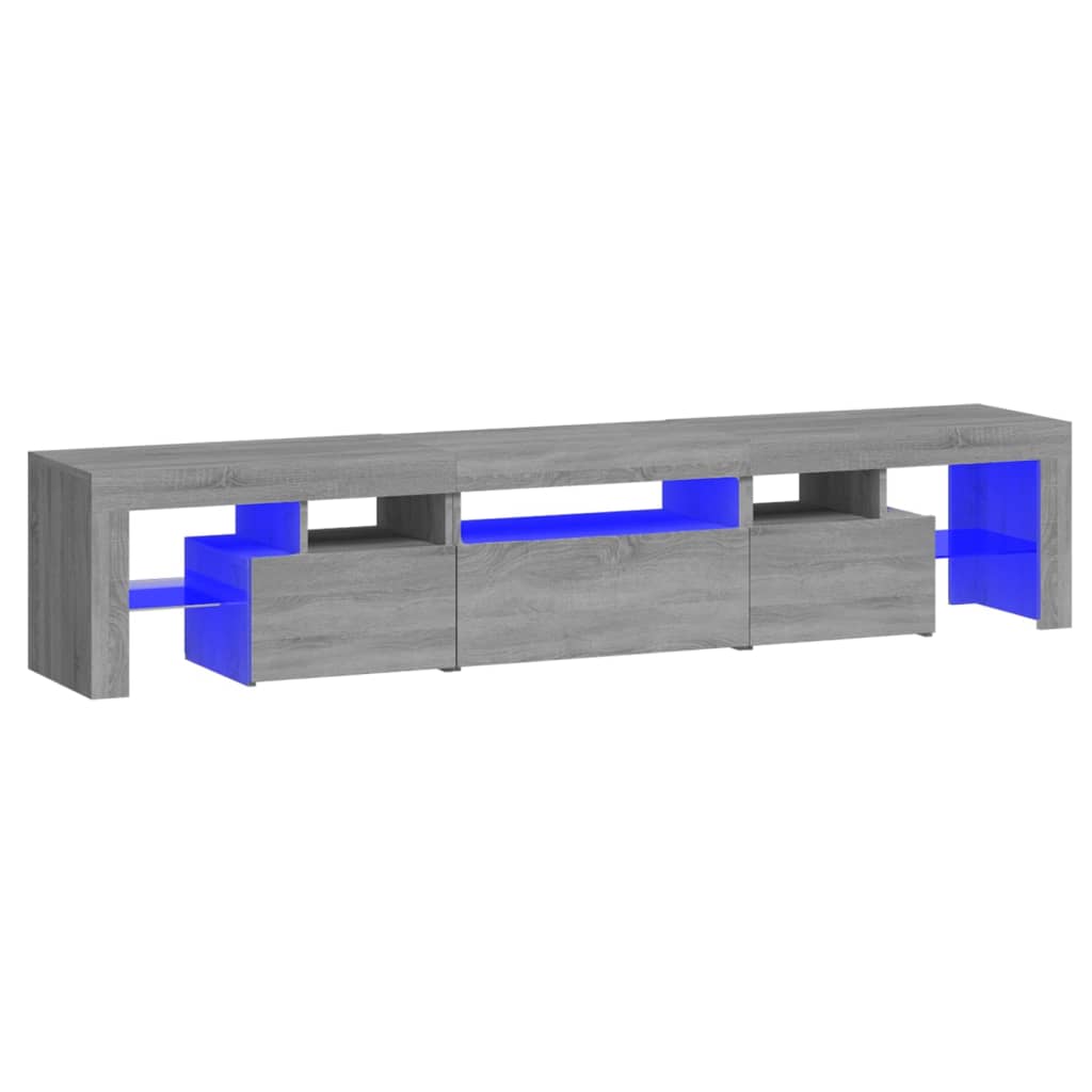 vidaXL TV Cabinet with LED Lights Grey Sonoma 200x36.5x40 cm